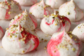 ROSE WATER AND PISTACHIO MERINGUE KISSES