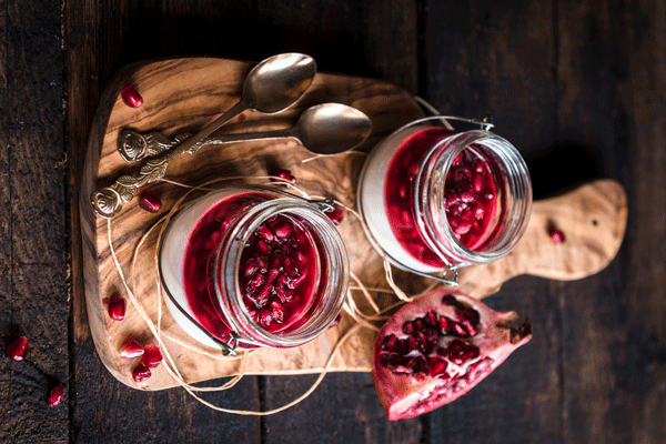 Pomegranate panna cotta